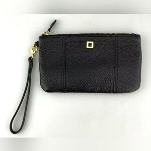 Lodis black leather wristlet purse